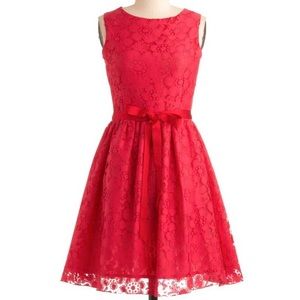 ModCloth Rise Radiant Red Faux Lace Dress